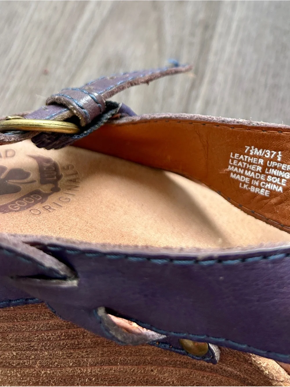 Lucky Brand Women's Navy Blue Leather Slingback Wedge Sandals
